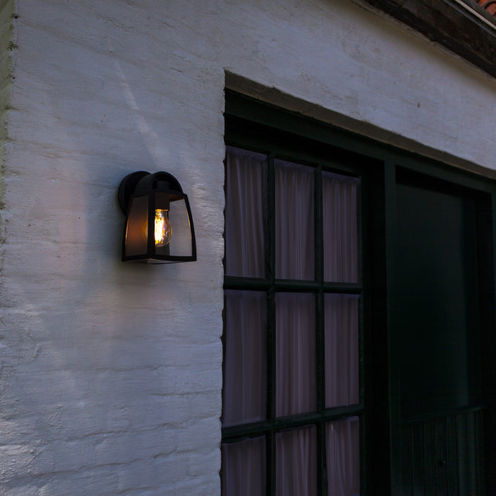 Lutec 5273702012 KELSEY IP44 E27 Small Outdoor Wall Light with Clear Glass - Matt Black (Lamp Not Included)