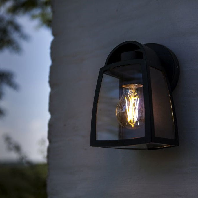 Lutec 5273702012 KELSEY IP44 E27 Small Outdoor Wall Light with Clear Glass - Matt Black (Lamp Not Included)