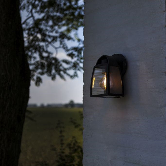 Lutec 5273702012 KELSEY IP44 E27 Small Outdoor Wall Light with Clear Glass - Matt Black (Lamp Not Included)