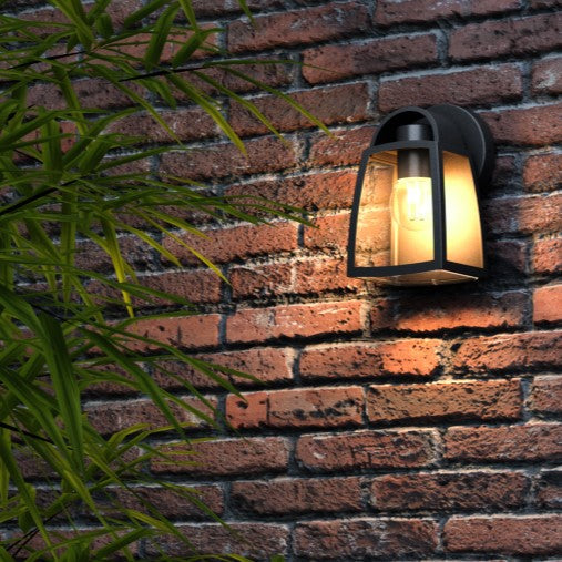 Lutec 5273702012 KELSEY IP44 E27 Small Outdoor Wall Light with Clear Glass - Matt Black (Lamp Not Included)