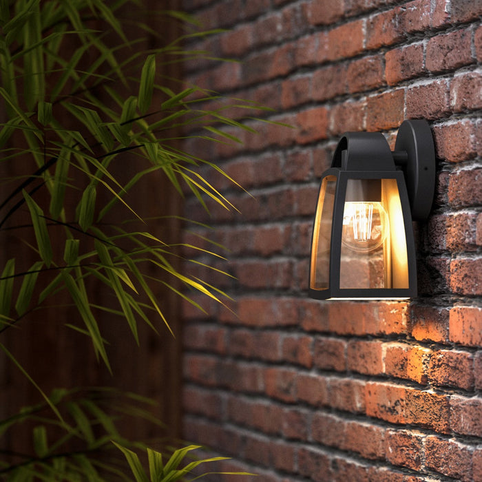 Lutec 5273702012 KELSEY IP44 E27 Small Outdoor Wall Light with Clear Glass - Matt Black (Lamp Not Included)