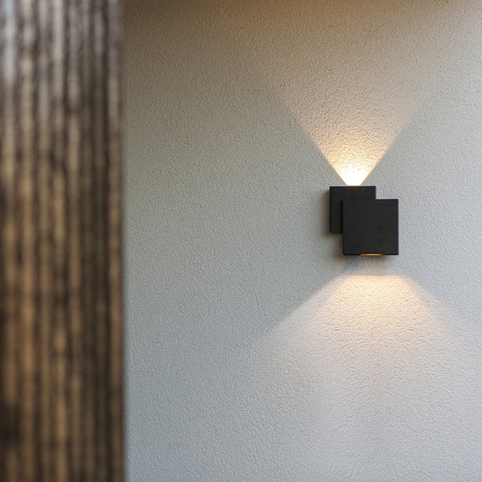 Lutec 5287901012 RIALTO 21W IP44 LED Outdoor Up/Down Wall Light 3000K - Matt Black