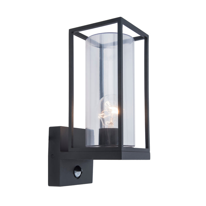 Lutec 5288802012 FLAIR IP44 E27 Outdoor Wall Light with PIR - Matt Black (Lamp Not Included)