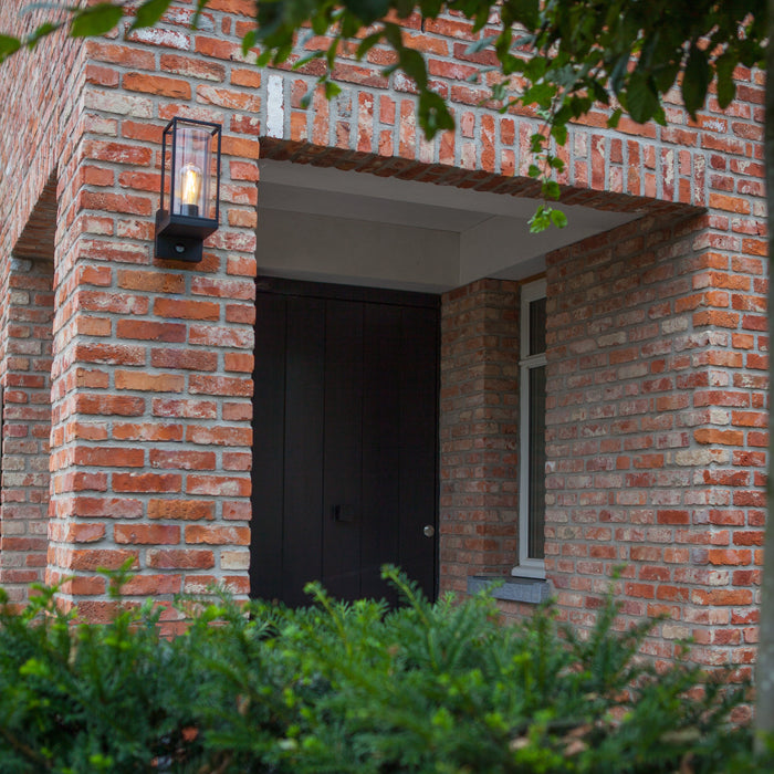 Lutec 5288802012 FLAIR IP44 E27 Outdoor Wall Light with PIR - Matt Black (Lamp Not Included)