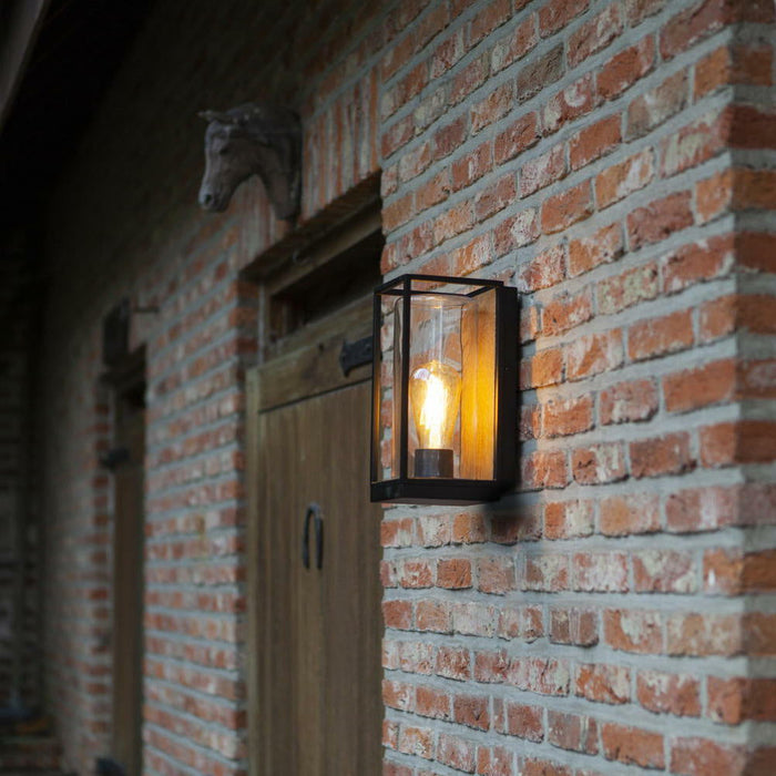 Lutec 5288814012 FLAIR IP44 E27 Outdoor Wall Light - Wood Print Look (Lamp Not Included)