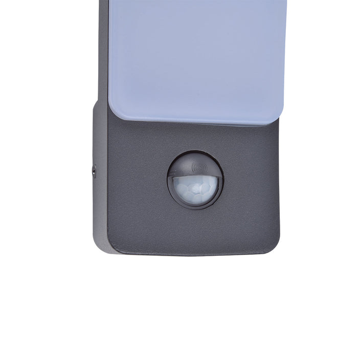 Lutec 5288903118 KIRA 18W IP54 LED Outdoor Wall Light PIR 4000K - Dark Grey