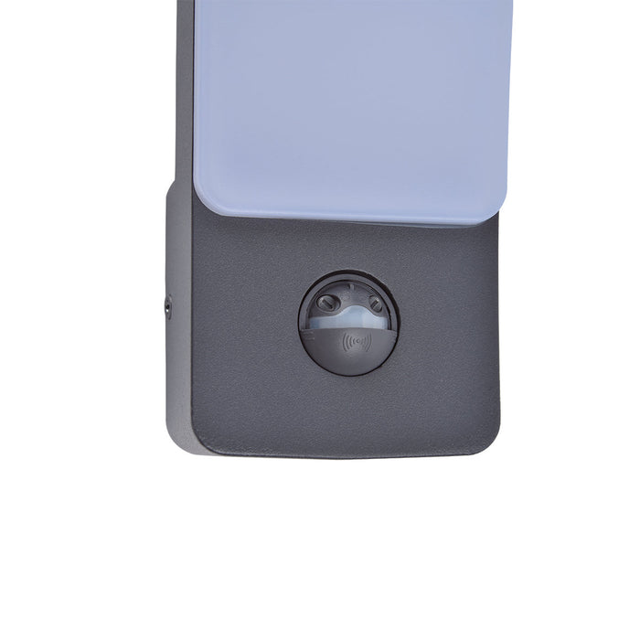 Lutec 5288903118 KIRA 18W IP54 LED Outdoor Wall Light PIR 4000K - Dark Grey