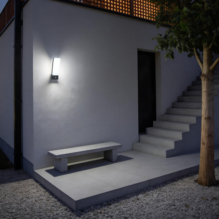 Lutec 5288903118 KIRA 18W IP54 LED Outdoor Wall Light PIR 4000K - Dark Grey