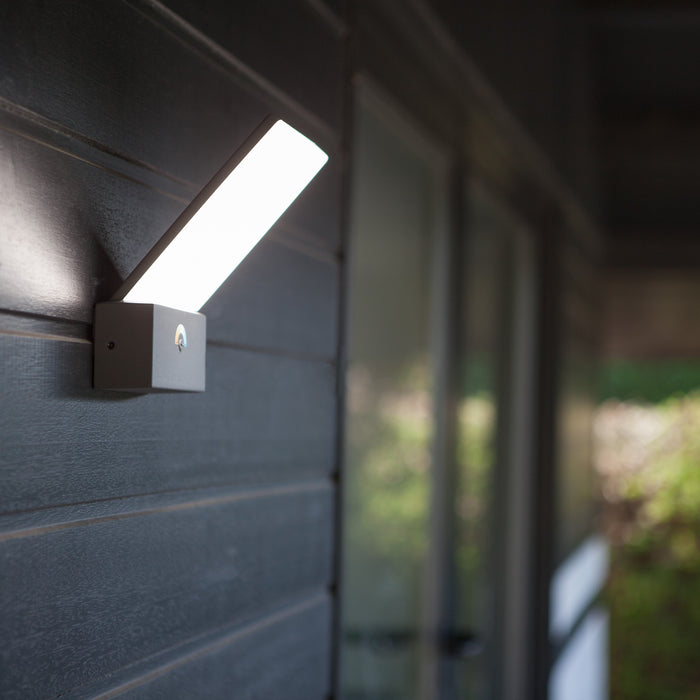 Lutec 5289001118 PANO 17.5W IP54 LED Outdoor Wall Light 3000K/5000K - Dark Grey