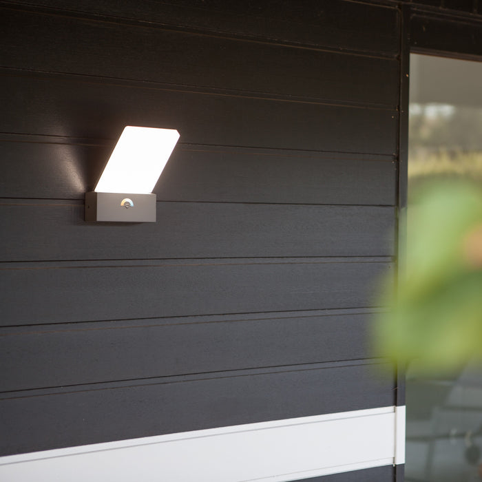 Lutec 5289001118 PANO 17.5W IP54 LED Outdoor Wall Light 3000K/5000K - Dark Grey
