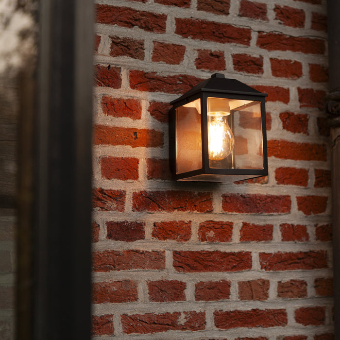 Lutec 5290603012 SPIRE IP44 E27 Outdoor Wall Light - Matt Black (Lamp Not Included)