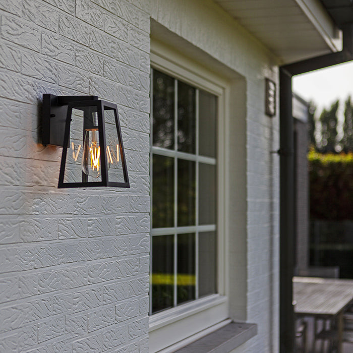 Lutec 5290903012 FIA IP44 E27 Outdoor Wall Light - Matt Black (Lamp Not Included)