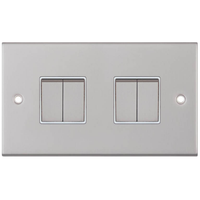 Selectric DSL104 5M 4 Gang 2 Way 10AX Plate Switch - Satin Chrome, White Insert