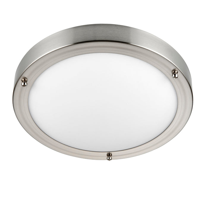 Saxby 54675 Portico LED satin Nickel IP44 9W Satin nickel effect plate & frosted glass 9W LED module (SMD 5630) Cool White - westbasedirect.com