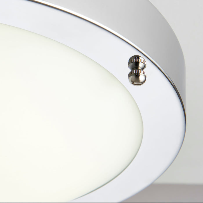 Saxby 54676 Portico LED chrome IP44 9W Chrome effect plate & frosted glass 9W LED module (SMD 5630) Cool White - westbasedirect.com