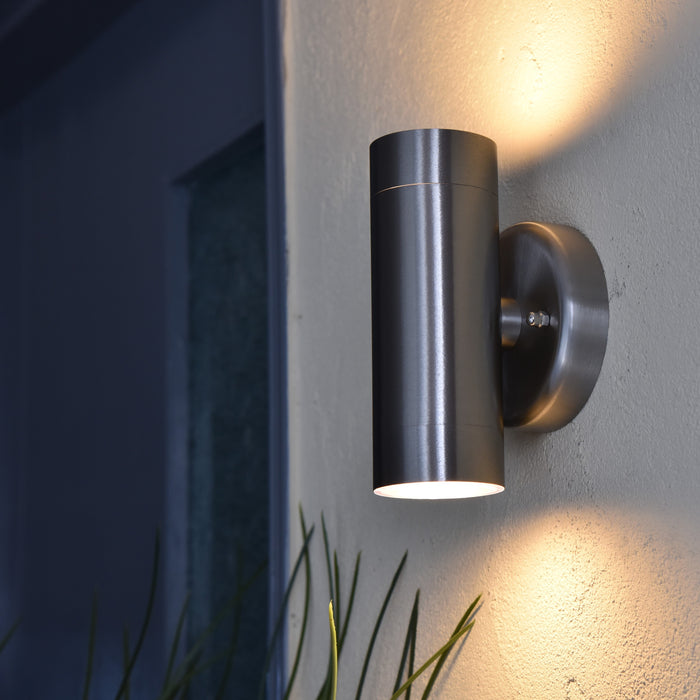 Lutec 5510801001 RADO IP44 GU10 Outdoor Up/Down Wall Light - Stainless Steel (Lamp Not Included)