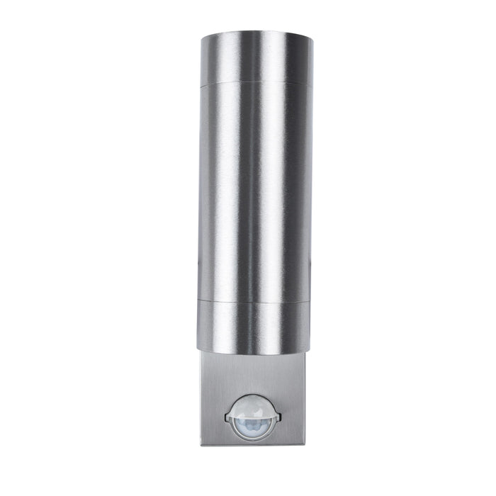 Lutec 5510809001 RADO IP44 GU10 Outdoor Up/Down Wall Light with PIR - Stainless Steel (Lamp Not Included)