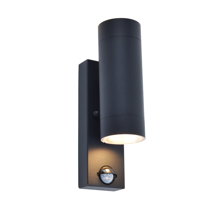 Lutec 5510809424 RADO IP44 GU10 Outdoor Up/Down Wall Light with PIR - Graphite (Lamp Not Included)