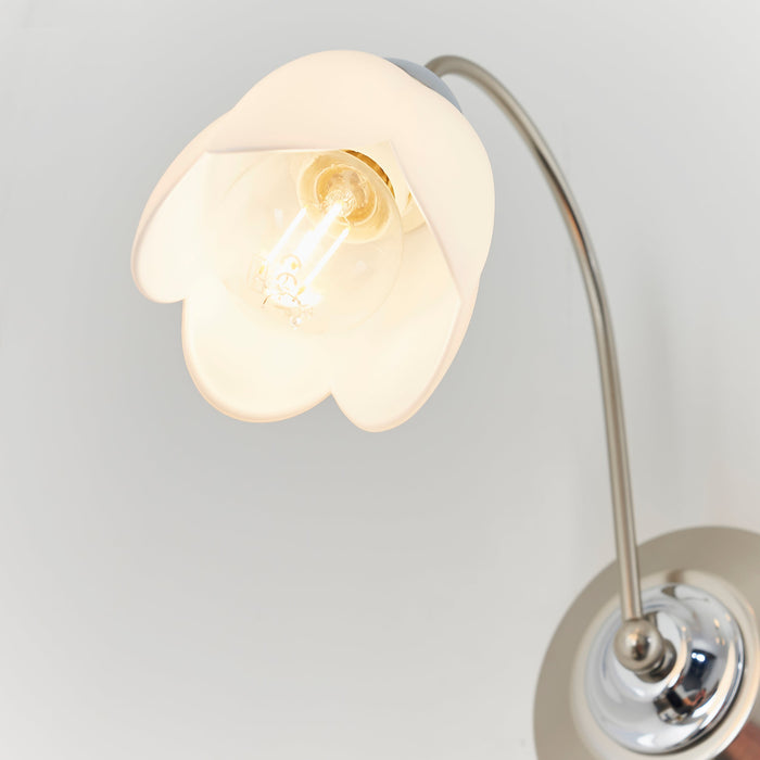 Endon 124-1 Petal 1lt Wall Satin chrome plate & opal glass 40W E14 golf (Required) - westbasedirect.com