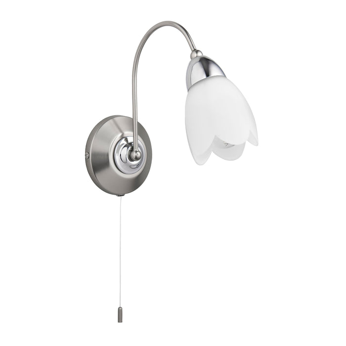 Endon 124-1 Petal 1lt Wall Satin chrome plate & opal glass 40W E14 golf (Required) - westbasedirect.com