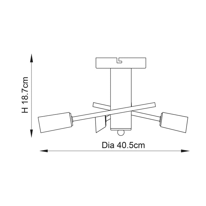 Endon 146-3CH Havana 3lt Semi flush Chrome plate & frosted glass 3 x 3W LED G9 (Required) - westbasedirect.com