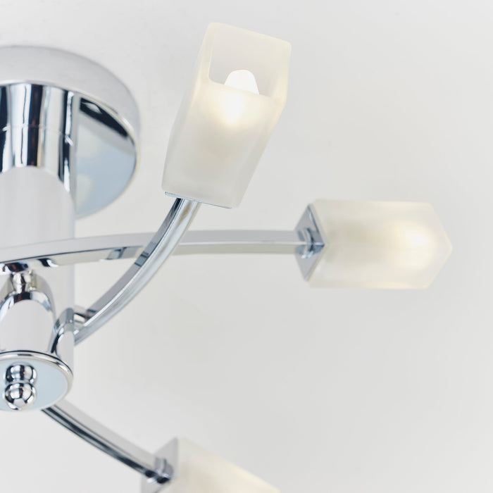 Endon 146-6CH Havana 6lt Semi flush Chrome plate & frosted glass 6 x 3W LED G9 (Required) - westbasedirect.com