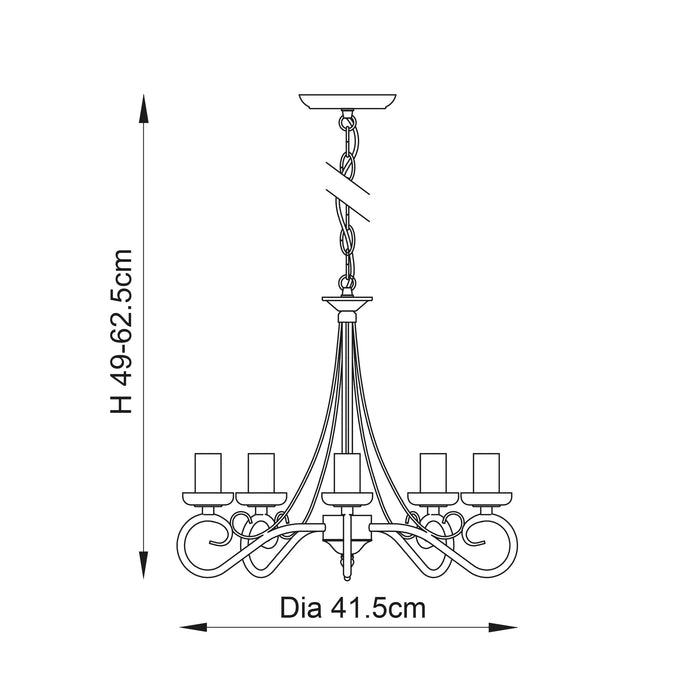 Endon 180-5AN Trafford 5lt Pendant Antique brass plate 5 x 60W E14 candle (Required) - westbasedirect.com