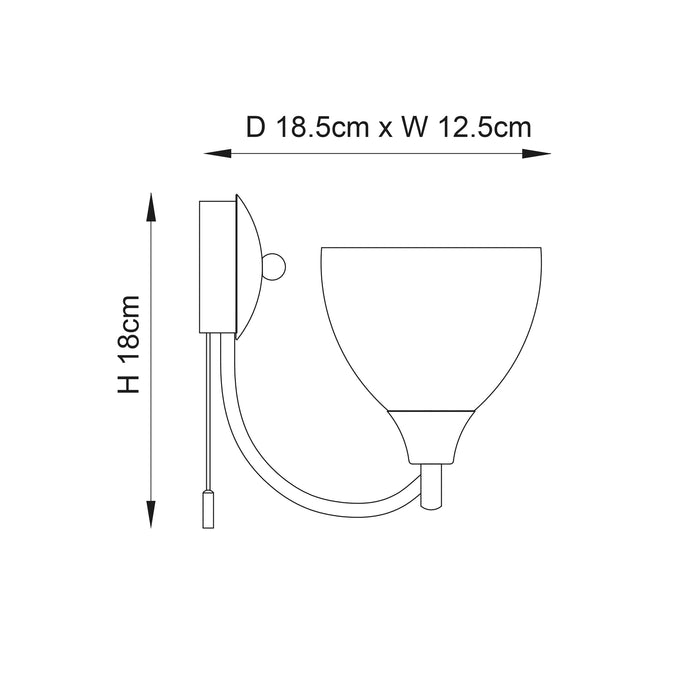 Endon 1805-1SC Alton 1lt Wall Satin chrome plate & opal glass 60W E14 golf (Required) - westbasedirect.com