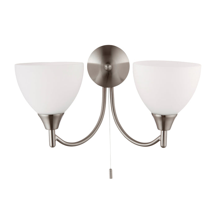 Endon 1805-2SC Alton 2lt Wall Satin chrome plate & opal glass 2 x 60W E14 golf (Required) - westbasedirect.com