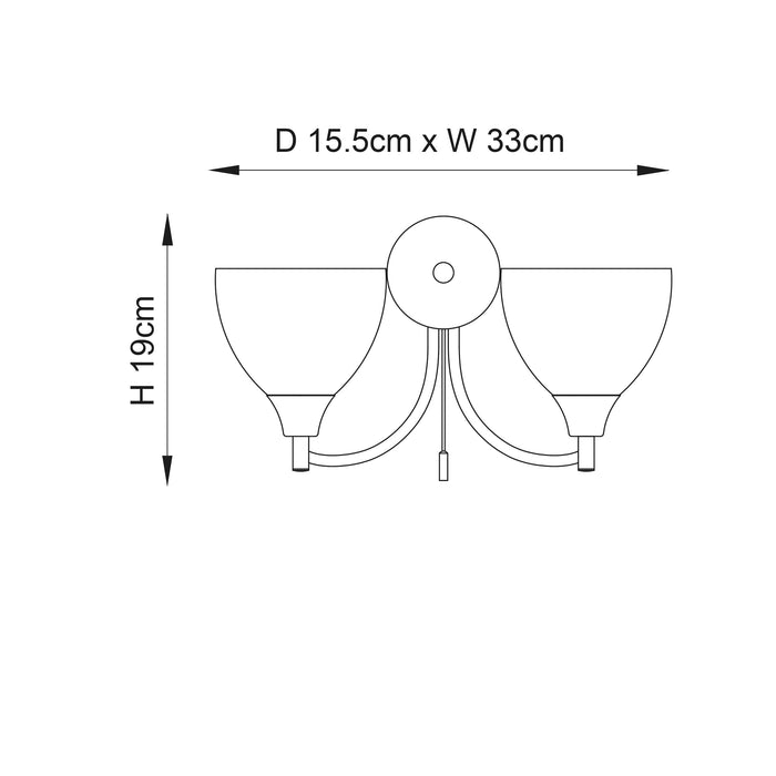 Endon 1805-2SC Alton 2lt Wall Satin chrome plate & opal glass 2 x 60W E14 golf (Required) - westbasedirect.com