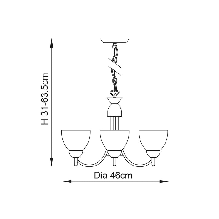 Endon 1805-3SC Alton 3lt Pendant Satin chrome plate & opal glass 3 x 60W E14 golf (Required) - westbasedirect.com