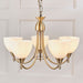 Endon 1805-5AN Alton 5lt Pendant Antique brass plate & opal glass 5 x 60W E14 golf (Required) - westbasedirect.com