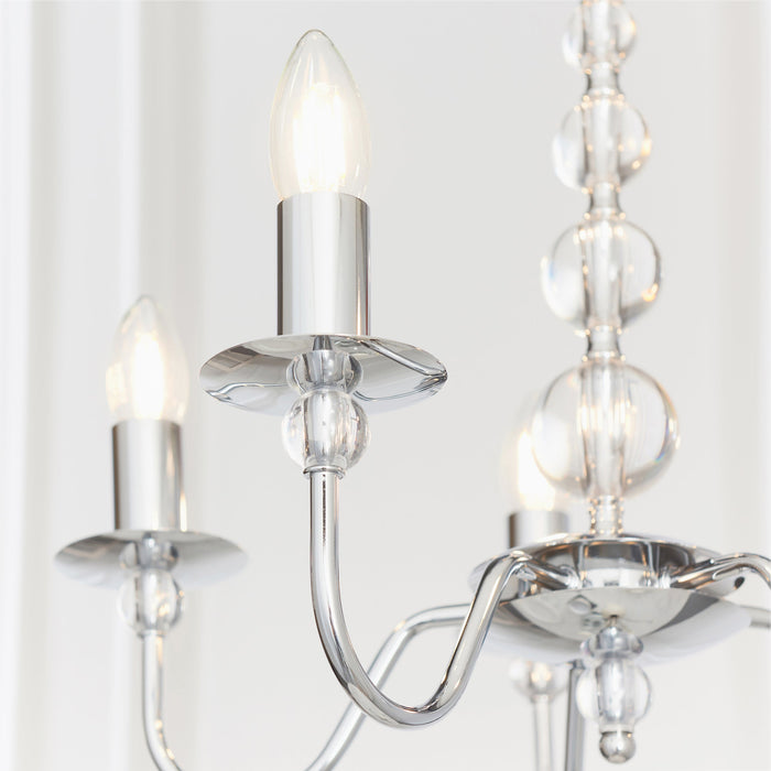 Endon 2013-5CH Parkstone 5lt Pendant Chrome plate & clear glass 5 x 60W E14 candle (Required) - westbasedirect.com