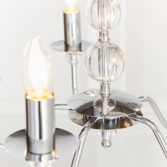 Endon 2013-5CH Parkstone 5lt Pendant Chrome plate & clear glass 5 x 60W E14 candle (Required) - westbasedirect.com