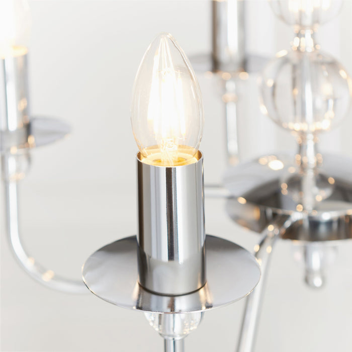 Endon 2013-5CH Parkstone 5lt Pendant Chrome plate & clear glass 5 x 60W E14 candle (Required) - westbasedirect.com