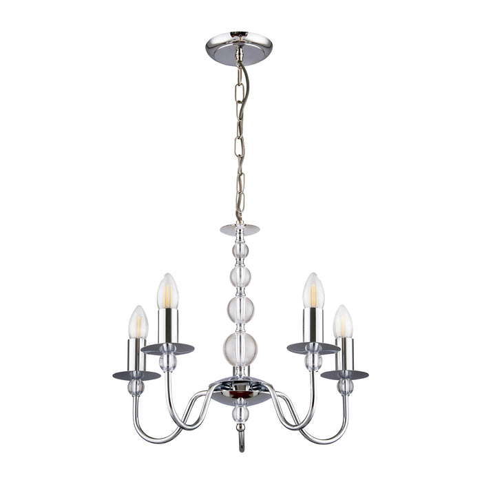 Endon 2013-5CH Parkstone 5lt Pendant Chrome plate & clear glass 5 x 60W E14 candle (Required) - westbasedirect.com