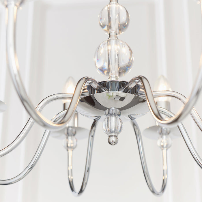 Endon 2013-8CH Parkstone 8lt Pendant Chrome plate & clear glass 8 x 60W E14 candle (Required) - westbasedirect.com