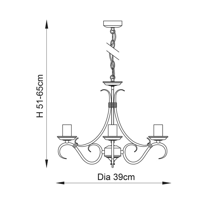 Endon 2030-3AN Bernice 3lt Pendant Antique brass plate 3 x 60W E14 candle (Required) - westbasedirect.com