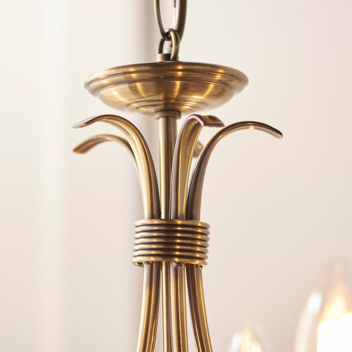 Endon 2030-5AN Bernice 5lt Pendant Antique brass plate 5 x 60W E14 candle (Required) - westbasedirect.com