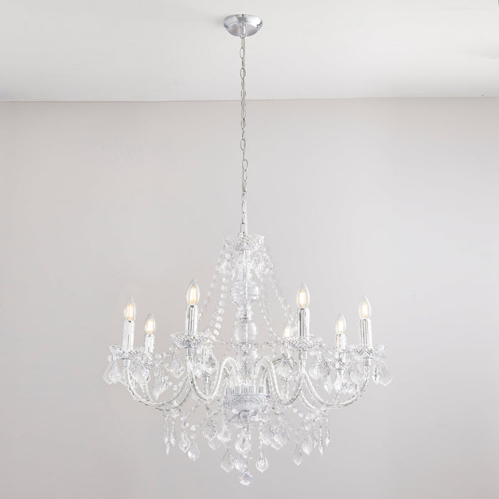 Endon 308-8CL Clarence 8lt Pendant Clear acrylic & chrome plate 8 x 60W E14 candle (Required) - westbasedirect.com