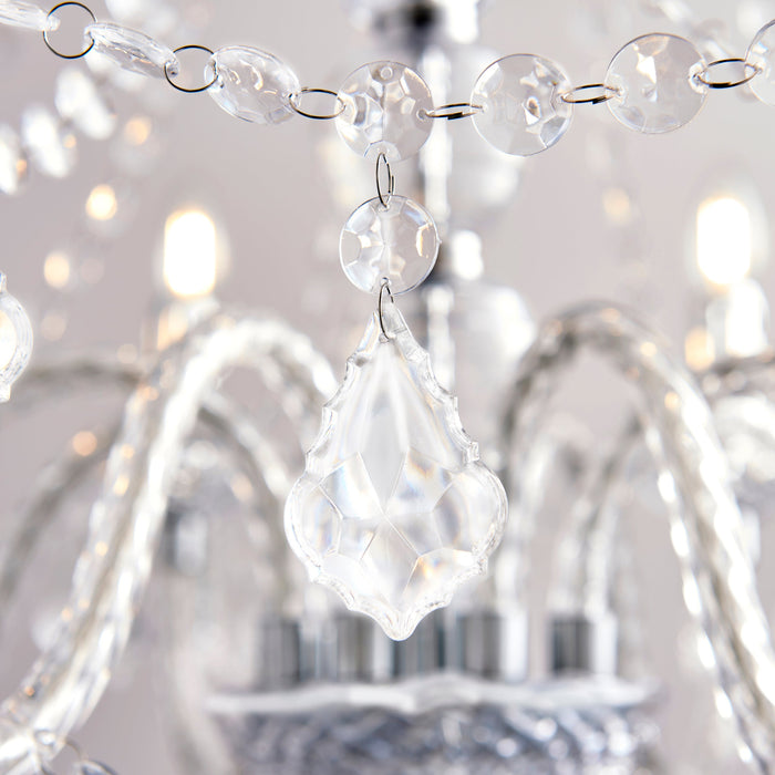 Endon 308-8CL Clarence 8lt Pendant Clear acrylic & chrome plate 8 x 60W E14 candle (Required) - westbasedirect.com