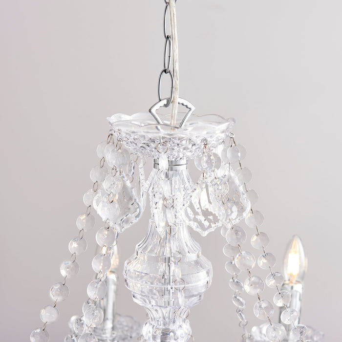 Endon 308-8CL Clarence 8lt Pendant Clear acrylic & chrome plate 8 x 60W E14 candle (Required) - westbasedirect.com