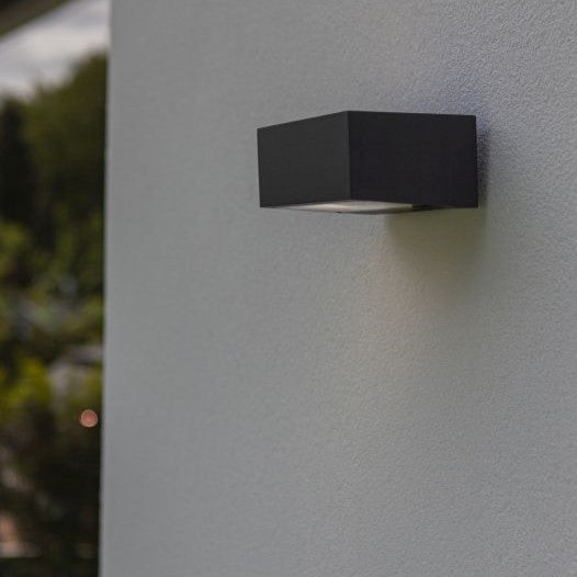Lutec 5602734118 GEMINI IP54 E27 Outdoor Wall Light - Dark Grey (Lamp Not Included)