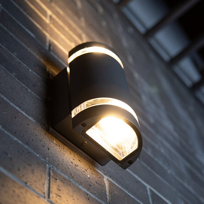 Lutec 5604011012 FOCUS IP44 GU10 Outdoor Up/Down Wall Light - Matt Black (Lamp Not Included)