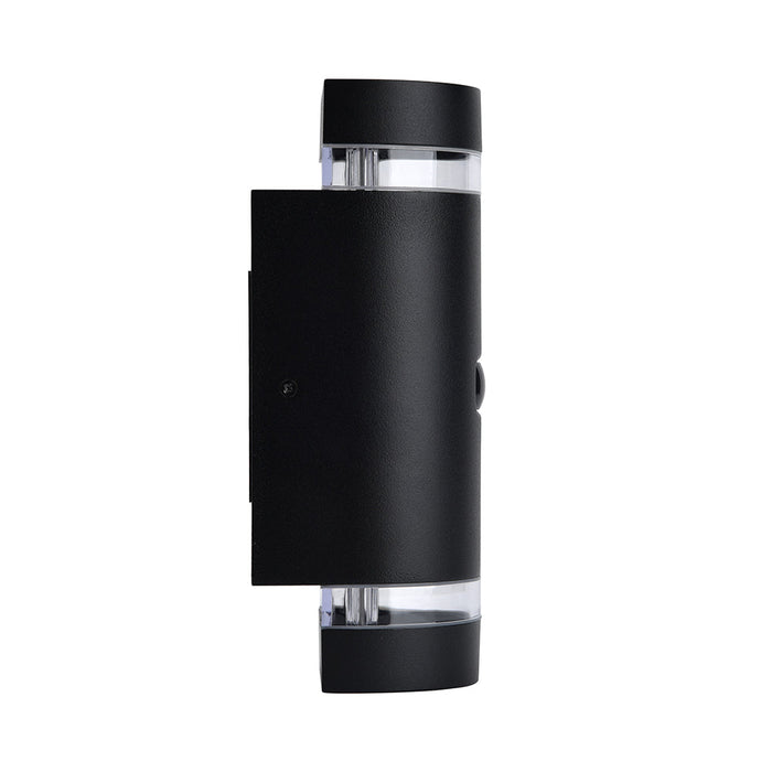Lutec 5604014012 FOCUS IP44 GU10 Outdoor Up/Down Wall Light with PIR - Matt Black (Lamp Not Included)