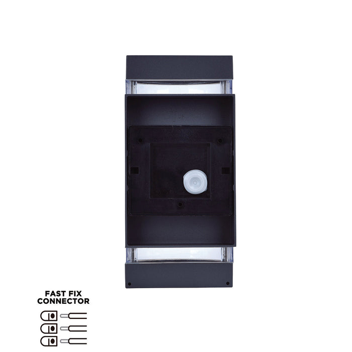 Lutec 5604014118 FOCUS IP44 GU10 Outdoor Up/Down Wall Light with PIR - Anthracite Grey (Lamp Not Included)