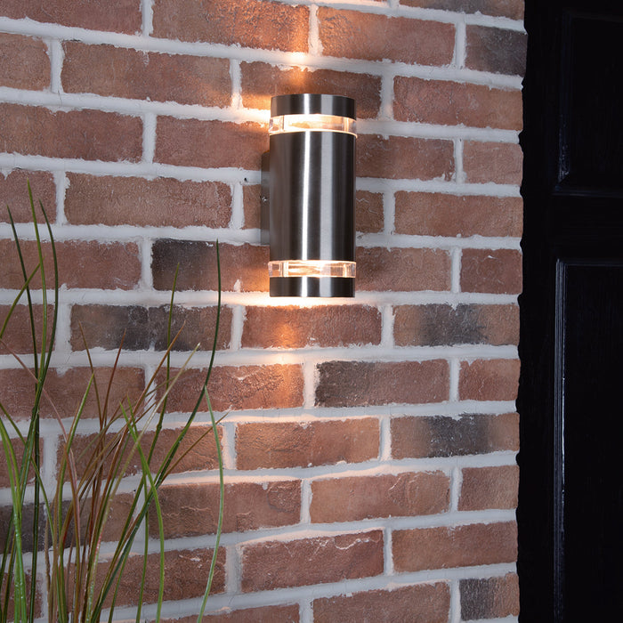 Lutec 5604021001 FOCUS IP44 GU10 Outdoor Up/Down Wall Light - Stainless Steel (Lamp Not Included)