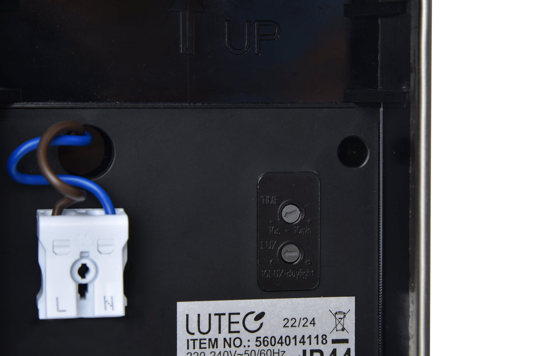 Lutec 5604024001 FOCUS IP44 GU10 Outdoor Up/Down Wall Light with PIR - Stainless Steel (Lamp Not Included)