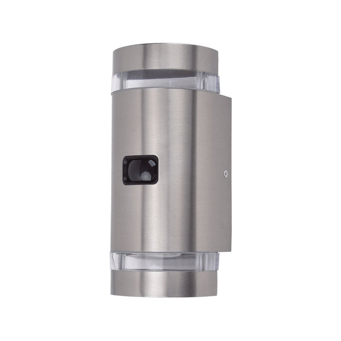 Lutec 5604024001 FOCUS IP44 GU10 Outdoor Up/Down Wall Light with PIR - Stainless Steel (Lamp Not Included)