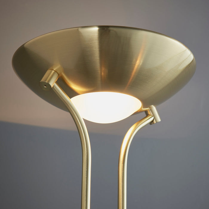 Endon ROME-SB Rome 2lt Floor Satin brass plate & opal glass 230W R7s tungsten (117mm) & 33W G9 clear capsule (Required) - westbasedirect.com